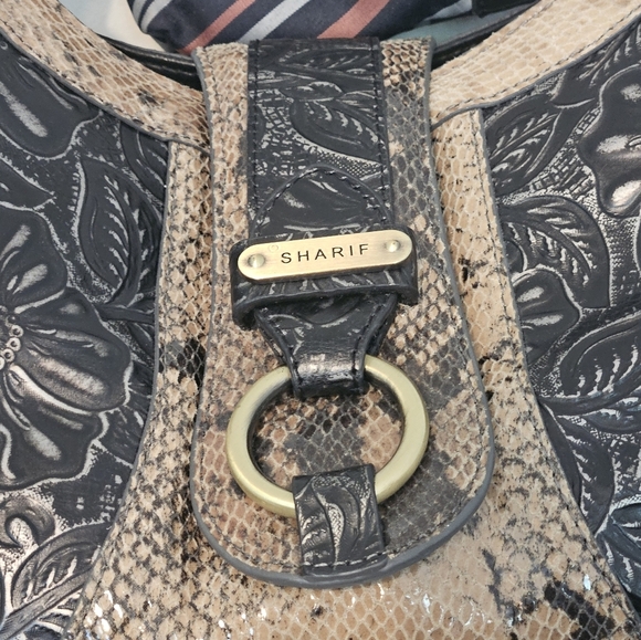 Sharif Studio Tooled Leather Earth Tone Shoulder Bag Purse - Picture 4 of 12